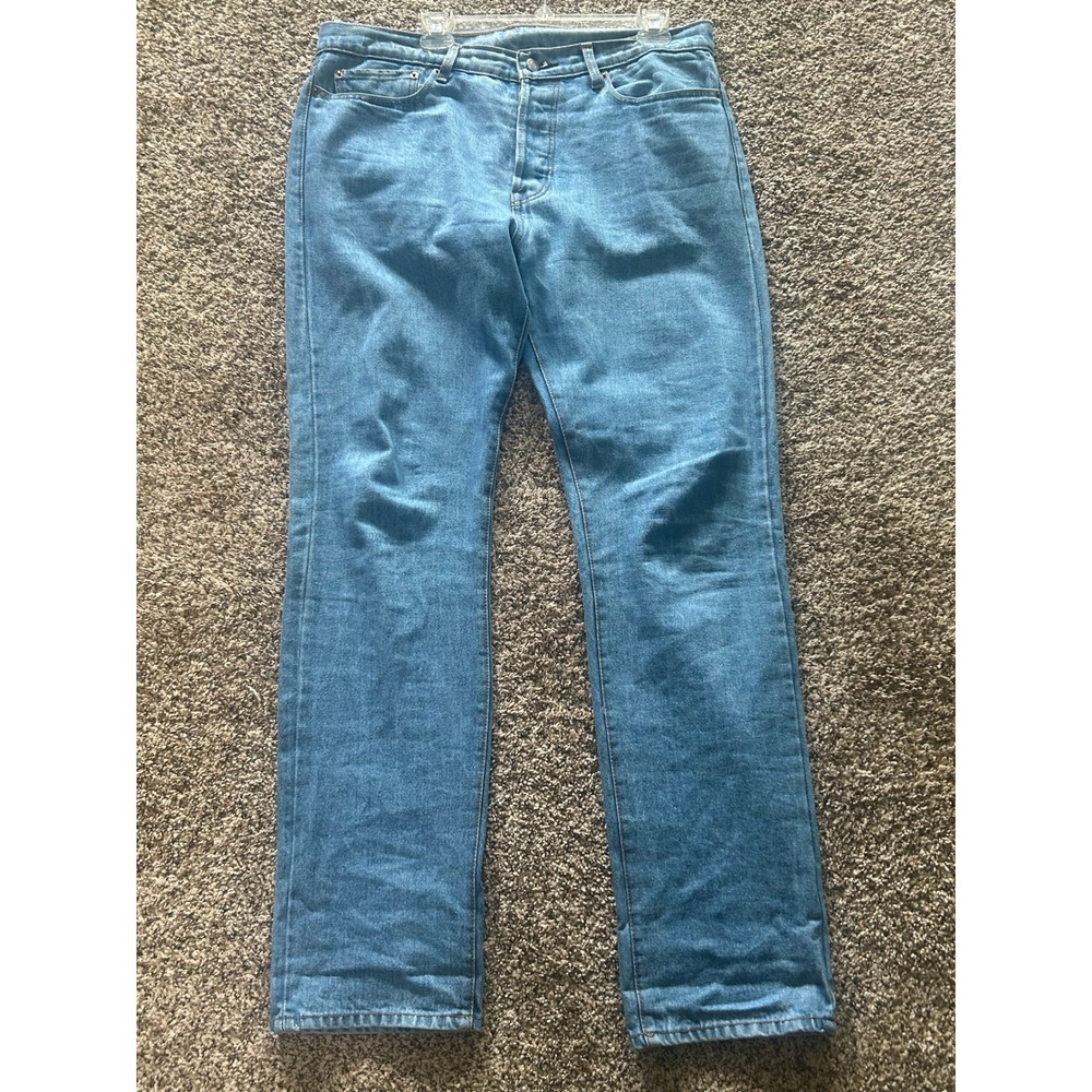 Levis Premium 501 Original Fit Light Wash Denim Jeans W34 L32 Button Fly